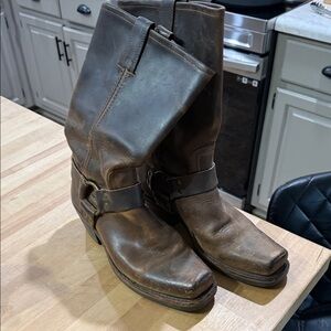 Frye Distressed Brown Moto Boots